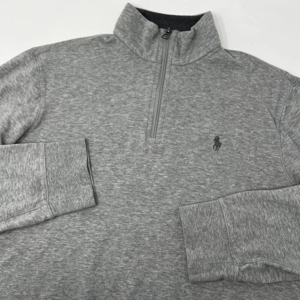 Polo Ralph Lauren Luxury‎ Jersey Quarter Zip Pullover Gray Mens Small Logo